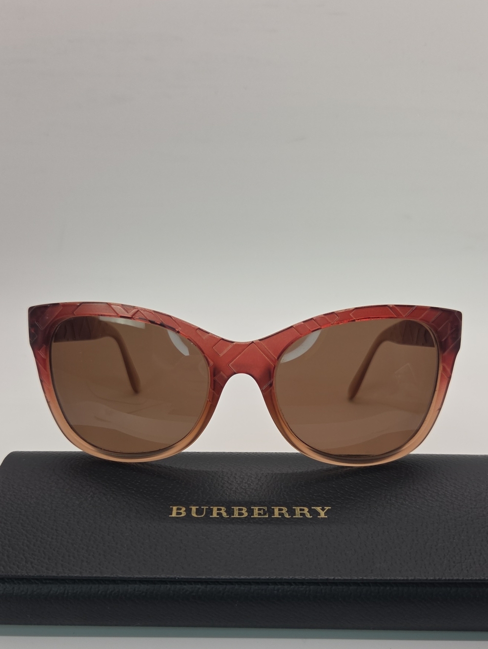 Burberry B4219 Matte Bordeaux Red to Peach Gradient Sunglasses *PRESCRIPTION